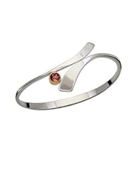 Ed Levin, Allemande Bracelet, Garnet, .925 Sterling Silver & 14K Gold, Sizes S - L, Expandable