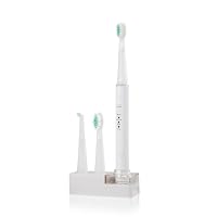 GSI Super Quality Electronic Rechargeable Sonic Power Toothbrush With Cradle Base - Includes 3 Types Of Brush Heads, Auto Timer, And 3 Brushing Modes - White