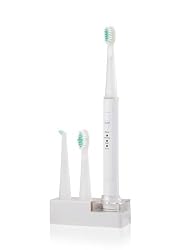 GSI Super Quality Electronic Rechargeable Sonic Power Toothbrush With Cradle Base - Includes 3 Types Of Brush Heads, Auto Timer, And 3 Brushing Modes - White