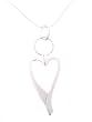 Sterling Silver Polished Finish Split Heart Pendant with 18 inch Snake Chain, Silver