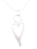 Sterling Silver Polished Finish Split Heart Pendant with 18 inch Snake Chain, Silver