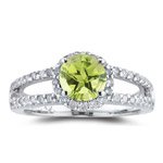 1/2 (0.46-0.55) Ct Diamond & Peridot Ring in 14K White Gold