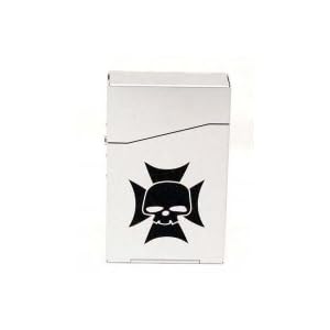 Outer Rebel Fashion Flasks and Smoking Accessories- Iron Cross Skull Flip-Top Stainless Steel...