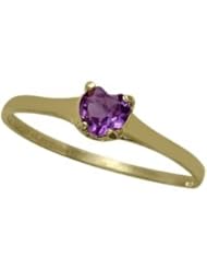 14 Karat Yellow Gold Genuine Amethyst Heart Solitaire Baby Ring