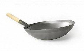 Carbon Steel Wooden Handled Wok - 34cm