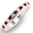 Women's Stone Band Siam Swarovski Crystal Ring, Sterling Silver .925