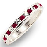 CRYSTAL BANDS - Sterling Silver Clear and Ruby Swarovski Crystal Band
