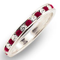 CRYSTAL BANDS - Sterling Silver Clear and Ruby Swarovski Crystal Band by HopeChestJewelry