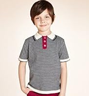 Autograph Pure Cotton Striped Knitted Polo Shirt