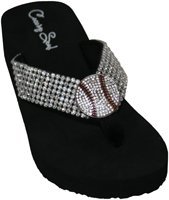 Cocomo Soul Wedge Rhinestone Baseball Flip Flops Bling Baseball MOM