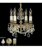 IMAGE OF American Brass and Crystal CH9102-OS-GT-03G-ST Pashe 4 Light Mini Chandelier in French Gold Glossy with Golden Teak Strass Teardrop crystal