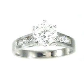 14k Traditional Cubic Zirconia CZ Engagement Ring - Size 6.0 in White Gold by Engagement Rings