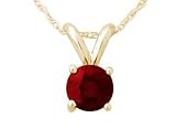 All-Natural Genuine 5 mm, Round Garnet pendant set in 14k Yellow gold