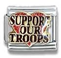 Clearly Charming Support Our Troops in Red Heart Italian Charm 18k Gold and Glitter Enamel Love Theme by Casa D'Oro