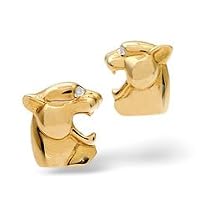 9ct Gold Men's Tiger 0.02 Ct Diamond Cufflinks