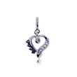 Sapphire & Diamond Heart Pendant in Solid White Gold