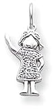 Girl Waving Charm, White Gold