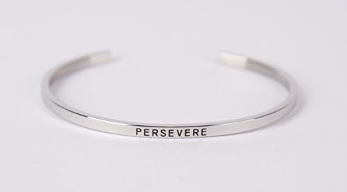 PERSEVERE:Cuff Bracelets, Stainless Steel,Gift for Her, Encouraging Bracelet, Perfect Gift, Mantra bracelet, Inspirational gift, Mothers Day gift, 100% Guaranteed, Silver Cuff, Perfect Gift.