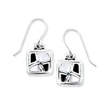 .925 Silver, Onyx & Mother of Pearl Earrings.