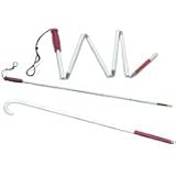 Blind Cane - White Folding Cane - This white folding cane is designed for the blind or visually impaired user. Our folding white cane includes a wrist strap for convenience. Folds and unfolds with a simple tug on the strap.