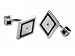 Jewelry : Square Cuff Links with Inlaid Black Resin and 2 Round Cut Diamonds by Hot Diamonds Sterling Silver