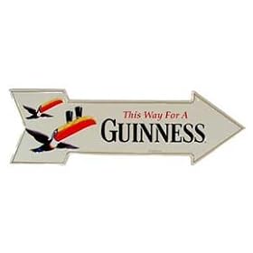 Guinness This Way for a GUINNESS TOUCAN Arrow Metal Sign