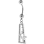 Baby Phat Silver Crystal Studded Triangle Cat Dangle Belly Ring