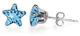 Sterling Silver Blue Zircon Cubic Zirconia Star 4MM Stud Earrings