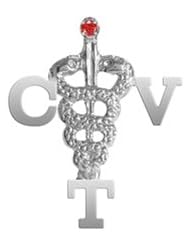 NursingPin - Certified Vet Tech CVT Graduation Pin with Ruby in Silver