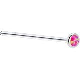 Solid 14KT White Gold 2mm Brilliant Pink Synthetic Opal Straight Fishtail 3/4 - 20 Gauge