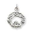 Pendant - Sterling Silver Antiqued Celtic Knot Claddaugh Pendant
