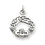Pendant - Sterling Silver Antiqued Celtic Knot Claddaugh Pendant