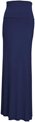 Mescenti Womens Rayon Modal Solid Flared Maxi Long Skirt Navy Medium
