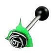 Stainless Steel with UV Black Barbell - Flower Design Sold as a Pair