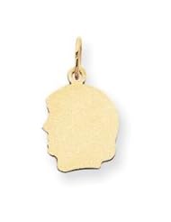 14k Plain Small .018 Gauge Facing Left Engravable Girl Head Charm