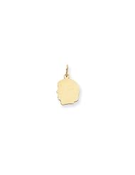 14k Plain Small .035 Gauge Facing Left Engravable Girl Head Charm