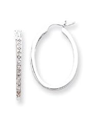 Ann Harrington Jewelry 14k White Gold .50 Ct Tw Diamond In & Out 2 X 20 X 25 mm Oval Hoop Earrings