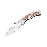 Spyderco Volpe, Stainless Handle With Blonde Olivewood Overlay, Plain