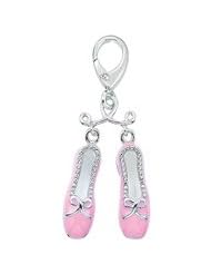 Genuine Zable (TM) Product. 925 Sterling Silver Enamel Pink Ballet Slippers Clip-on Bead Charm. 100% Satisfaction Guaranteed.