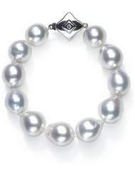 12x13mm Australian White South Sea Baroque Cultured Pearl Bracelet - 8 inches