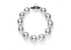 12x13mm Australian White South Sea Baroque Cultured Pearl Bracelet - 8 inches