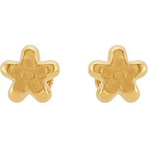 Genuine IceCarats Designer Jewelry Gift 14K Yellow Gold Flower Ear W/Saf Bck & Box. Pair/08.50X08.50Mm Flower Earrings W/Safety Backs Box Flower Ear W/Saf Bck & Box In 14K Yellow Gold
