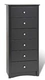 Prepac 6 - Drawer Slender Storage Chest in Black Laminate - DC-2354