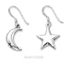 Sterling Silver ed Puffed Moon Star Mismatch Pair Earrings