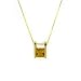 14K Gold Princess Cut Citrine Pendant with 18 Chain