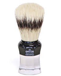 Omega Black n Clear Boar Hair Shaving Brush with Stand- Made in Italy