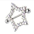 Stainless Steel Shields Nipple Ring with AB CZ - Sold Individually
