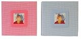 Gingham Baby Photo Album 200 Pockets with Memo Pink or Blue
