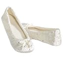 Isotoner Rose Quilted Satin Ballerina with Rhinestones