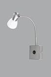Trio Halogen Spot mit Flexarm + Schalter Nickel matt Glas opal matt L&auml;nge 39 cm Glas &Oslash; 6 cm
